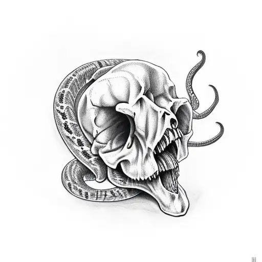 Demonic Snake Coming Out Of Skull