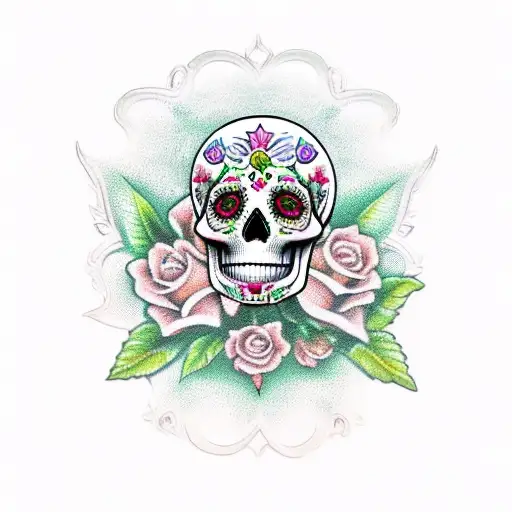 Pinup Sugar Skull Pot Leaf Motif