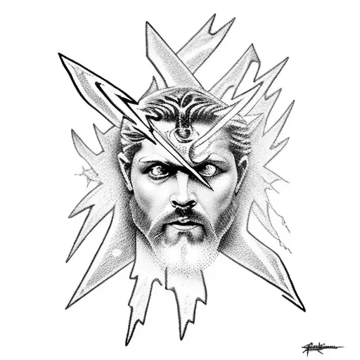 Zeus With Lightning Bolts And Scary Eyes