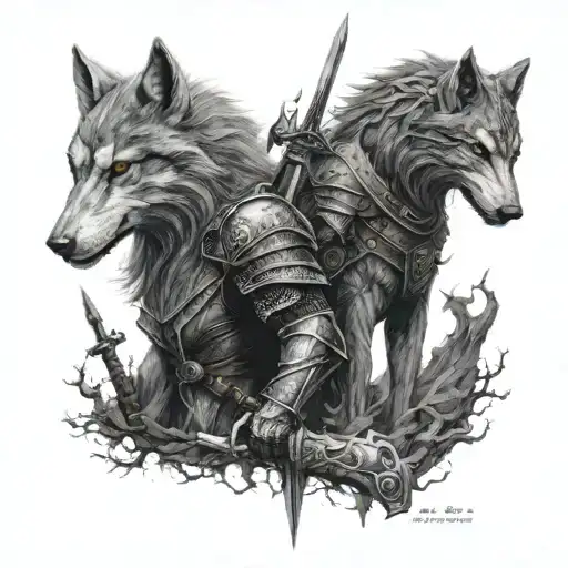 Artorias And Great Grey Wolf Sif From Dark Souls