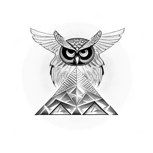 Owl Perched On A Pyramid With The Eye Of Horus Inside