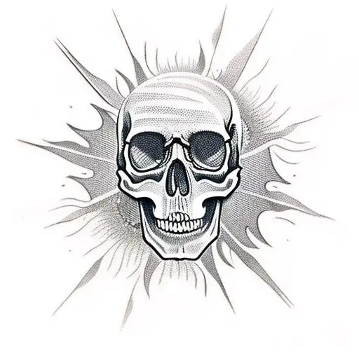 Realistic Skull With Sun
