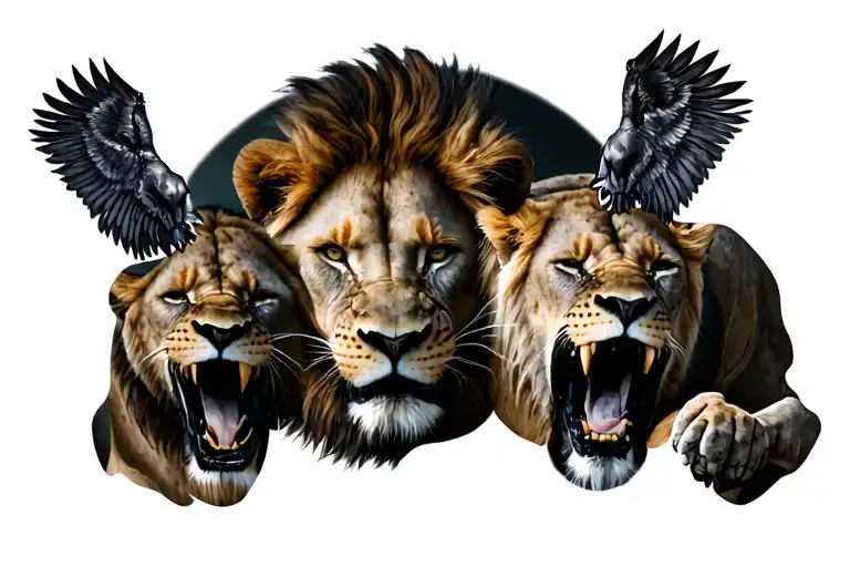 Scared Lion Behind Lionesses