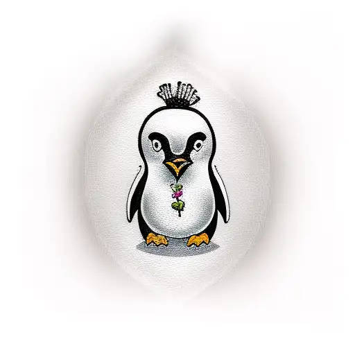 Woman In Wedding Dress And Penguin Face