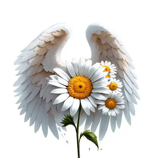 One Angel Wing With Flowers To Create Design Of Second Wing Daisy