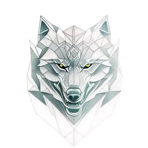 Geometric Witcher Wolf Tattoo Idea