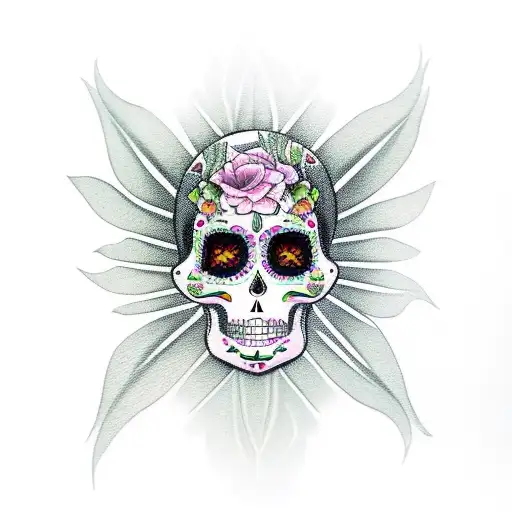 Dead Girl Mexican Style Dia De Los Muertos With A Palm Tree