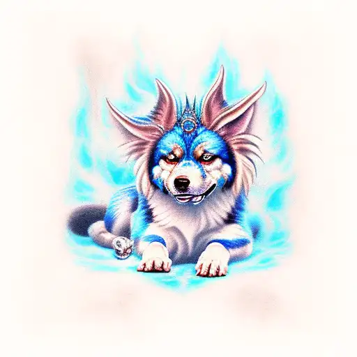 Cerberus With Blue Fire