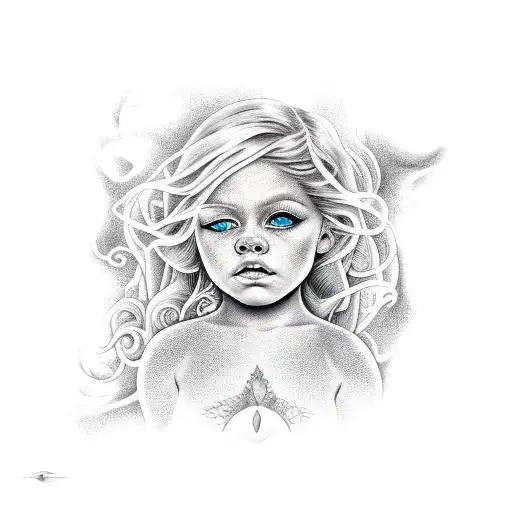 Mermaid Child With Blonde Curls