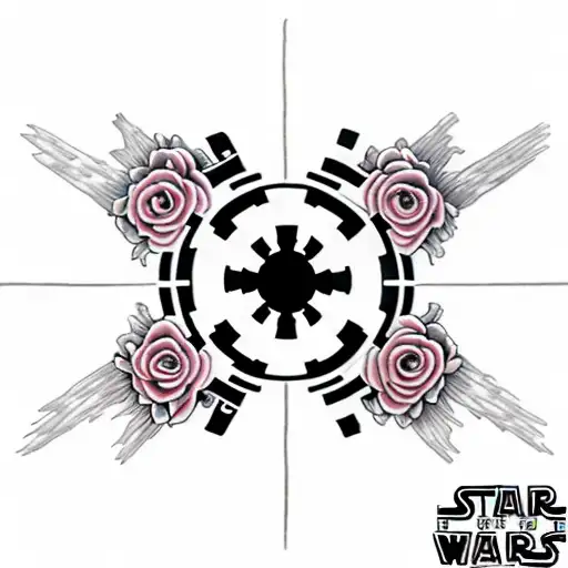 Star Wars Imperial Logo Completely Surrounded By Roses