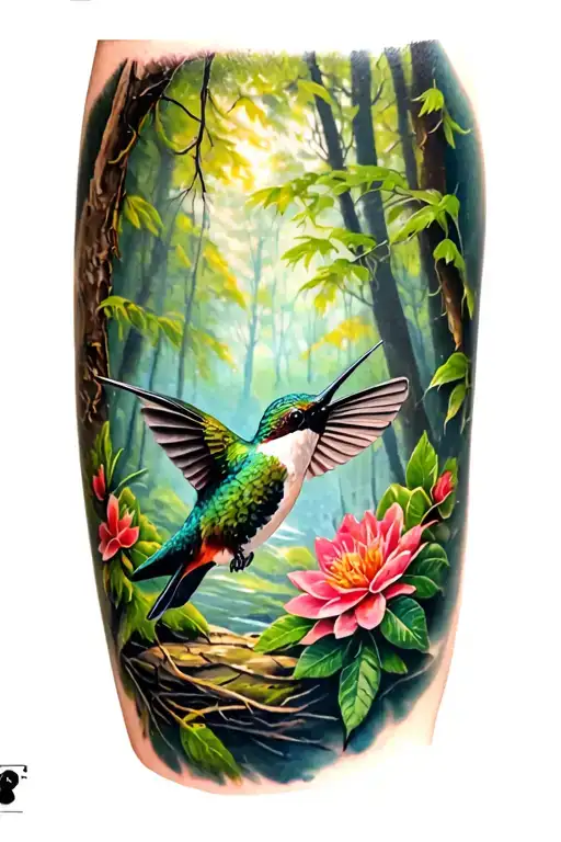 Hummingbird Forest Scene
