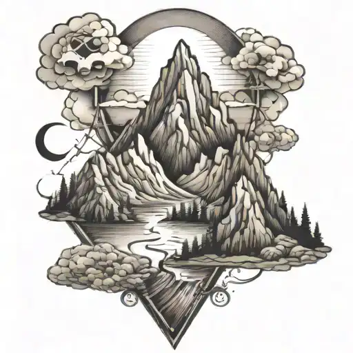 Atheism Symbols In A Mountain Scene