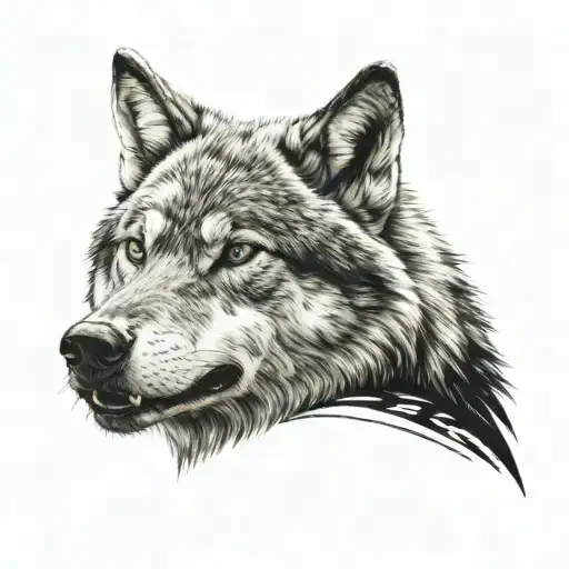 Angry Wolf Head Facing Foward In The Front Neck Tattoo Design