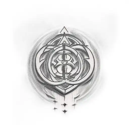 A Sketch-style Tattoo Showcasing The Iconic Horde Symbol With The Words 'For The Horde' Beneath It