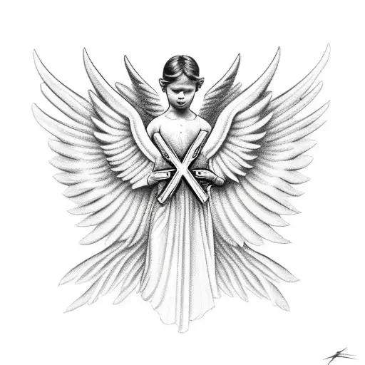 Angel With Wings And A Cross