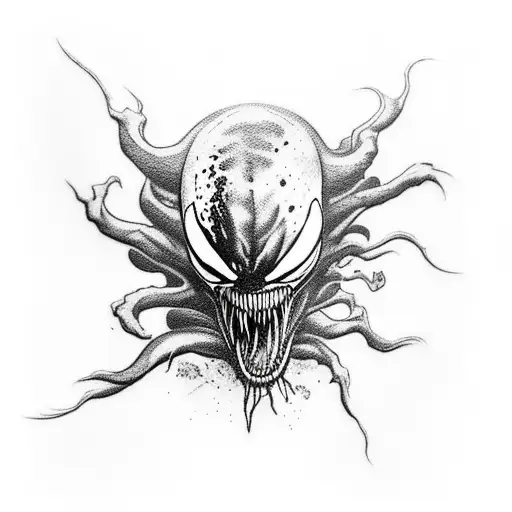 Venom Tattoo On The Hand Combined With Other Comic Characters