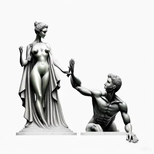 A Woman Statue And A Male Sculpter In Love