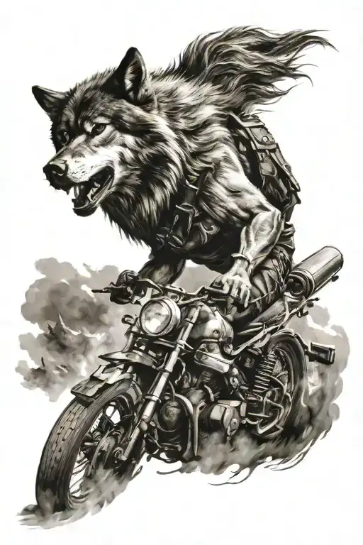 Wolf Howling And Motorbike Riding Off Into The Distance