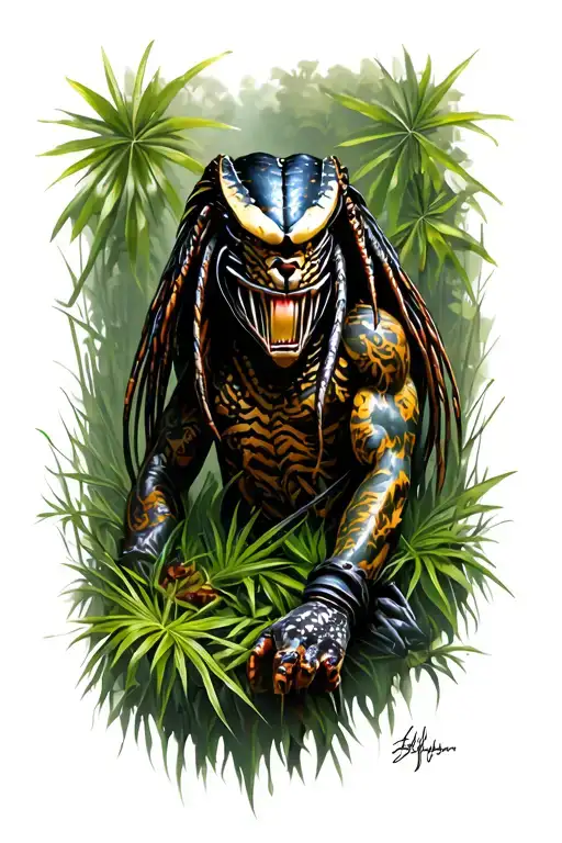 Predator Stalking Prey Through Bush