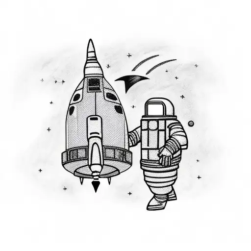 Astronaut With Rocket Ship In Background With Saying Live To Live