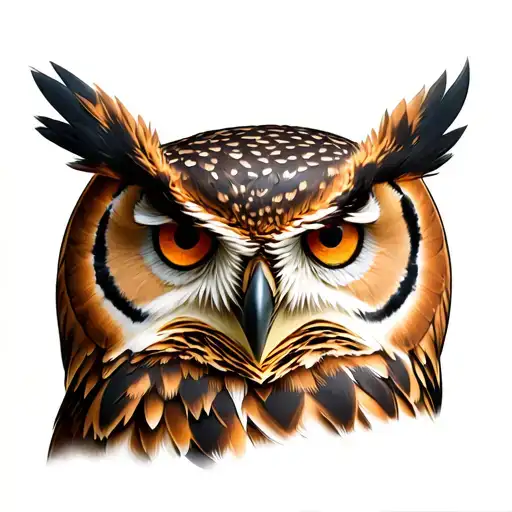 Calm Stoic Owl Face Realistic