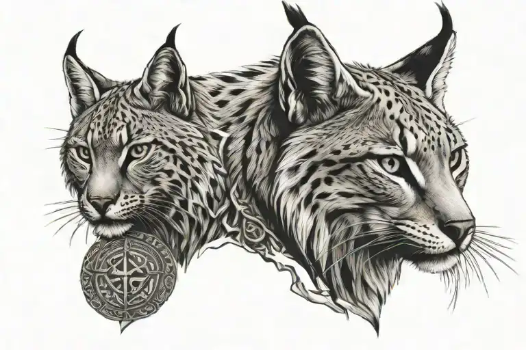 Lynx With Nordic Runes
