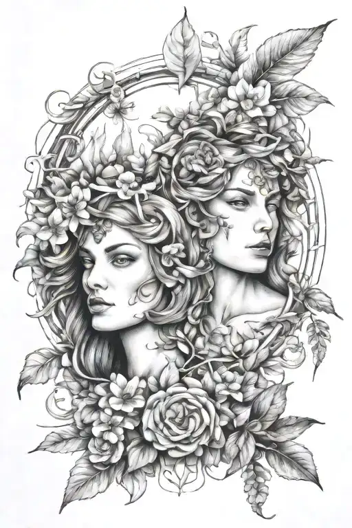 Gemini With Five Elements Of Nature Inspired