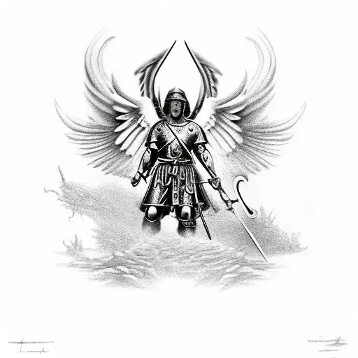 St Michael The Archangel Warrior Slaying Dragon