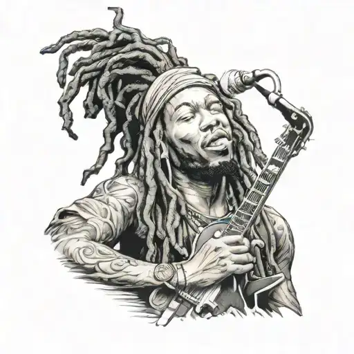 A Realistic Portrait Of A Musician With Dreadlocks And A Microphone In Hand