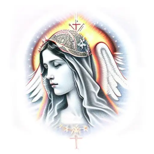 God Angels Clouds Stars Virgin Mary Saints