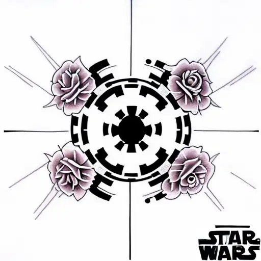 Star Wars Imperial Logo Surrounded By Flowers