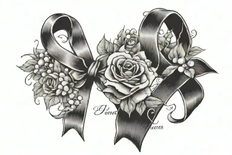 Cancer Ribbon With Date