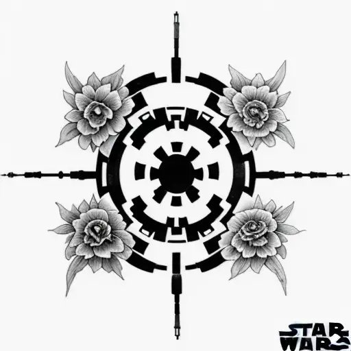 Star Wars Imperial Logo Surrounded By Flowers
