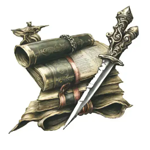 Dagger Through A Bunch Of Books