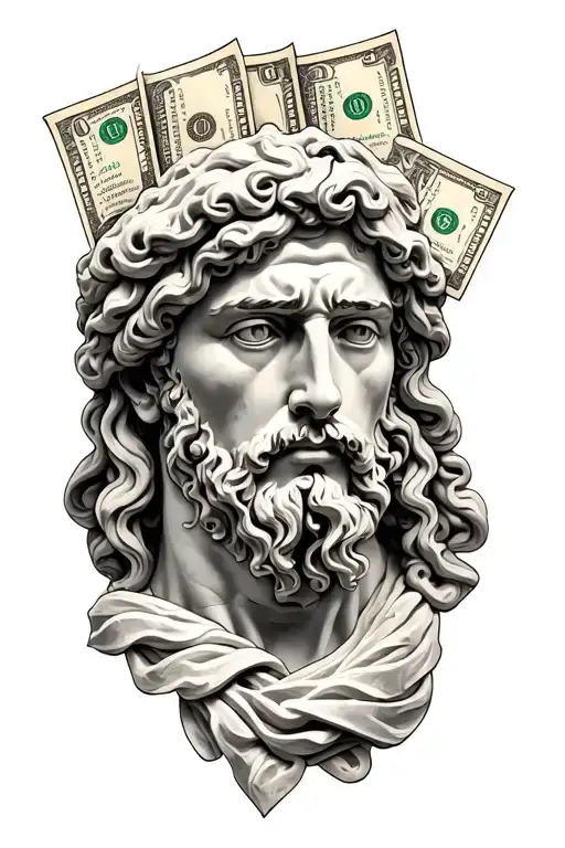 Grec God Plutus Shoulder Tattoo Cover Up Tattoo With Money