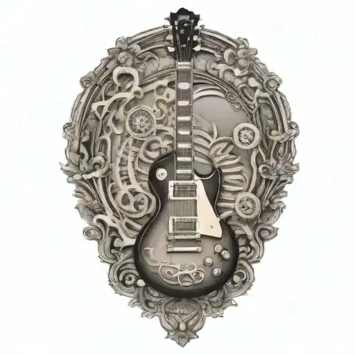 Les Paul Guitar With Marshall Tube Wave