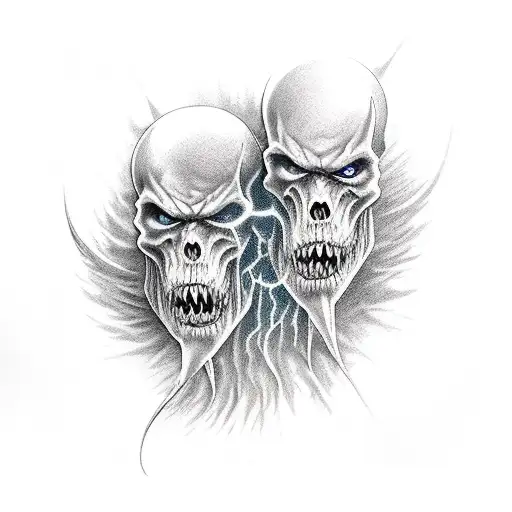 Two Battling Demons Of Good And Evil