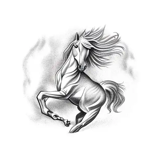 Galloping Horse In A Forest