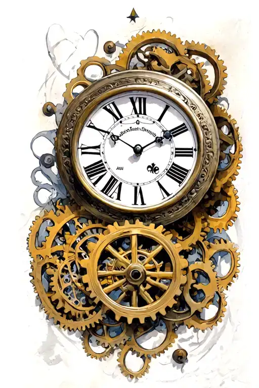 Clock With Roman Numerals And Gears