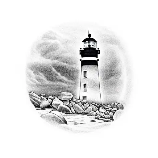 Light House With Rocky Shore And The Word Pack Hidden In Contours Of Rock