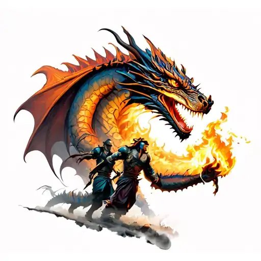 A Dragon Breathing Fire While Leading A Team Of Warriors In A Fitness Challenge