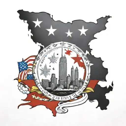 Chicago And Filipino Flags Intertwined
