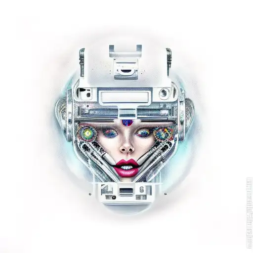 Rostro Mujer Robot Blackwor Full Color