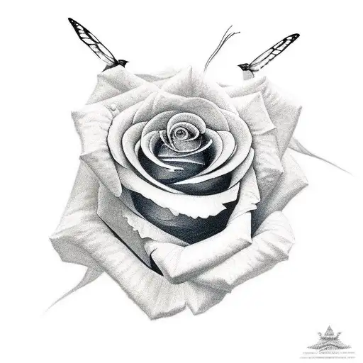 Rose And Butterfly And Hummingbird