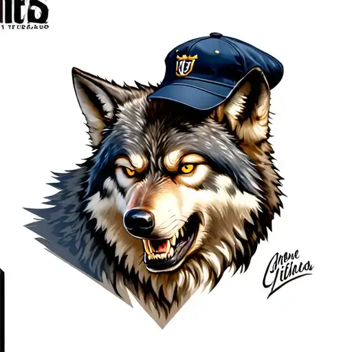 Angry Wolf With Navy Cap