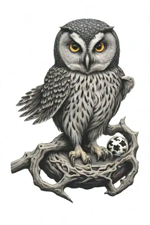 Owl Holding The Yin Yang Symbol In Its Paws