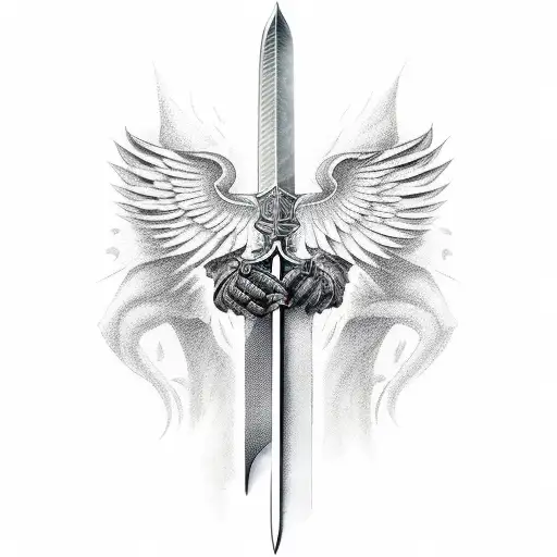 Guardian Holding Sword With Shadows Behind Him