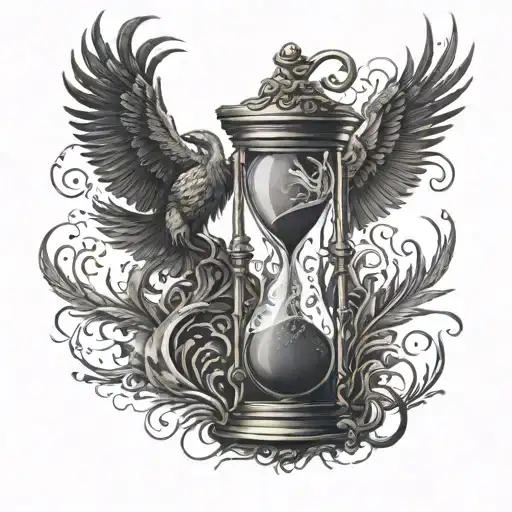 Hour Glass With Phoenix Inside