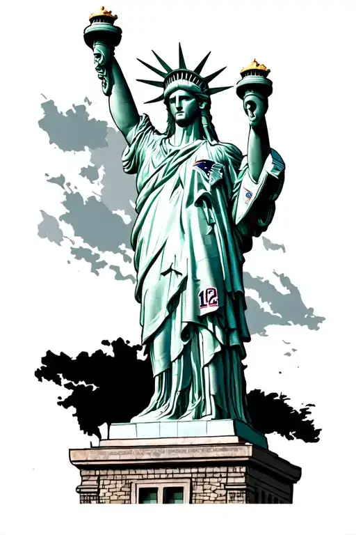 Statue Of Liberty Wearing A New England Patriots 12 Jersey