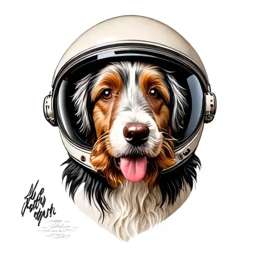 Bearded Collie Dog Wearing A Astronaut Helmet